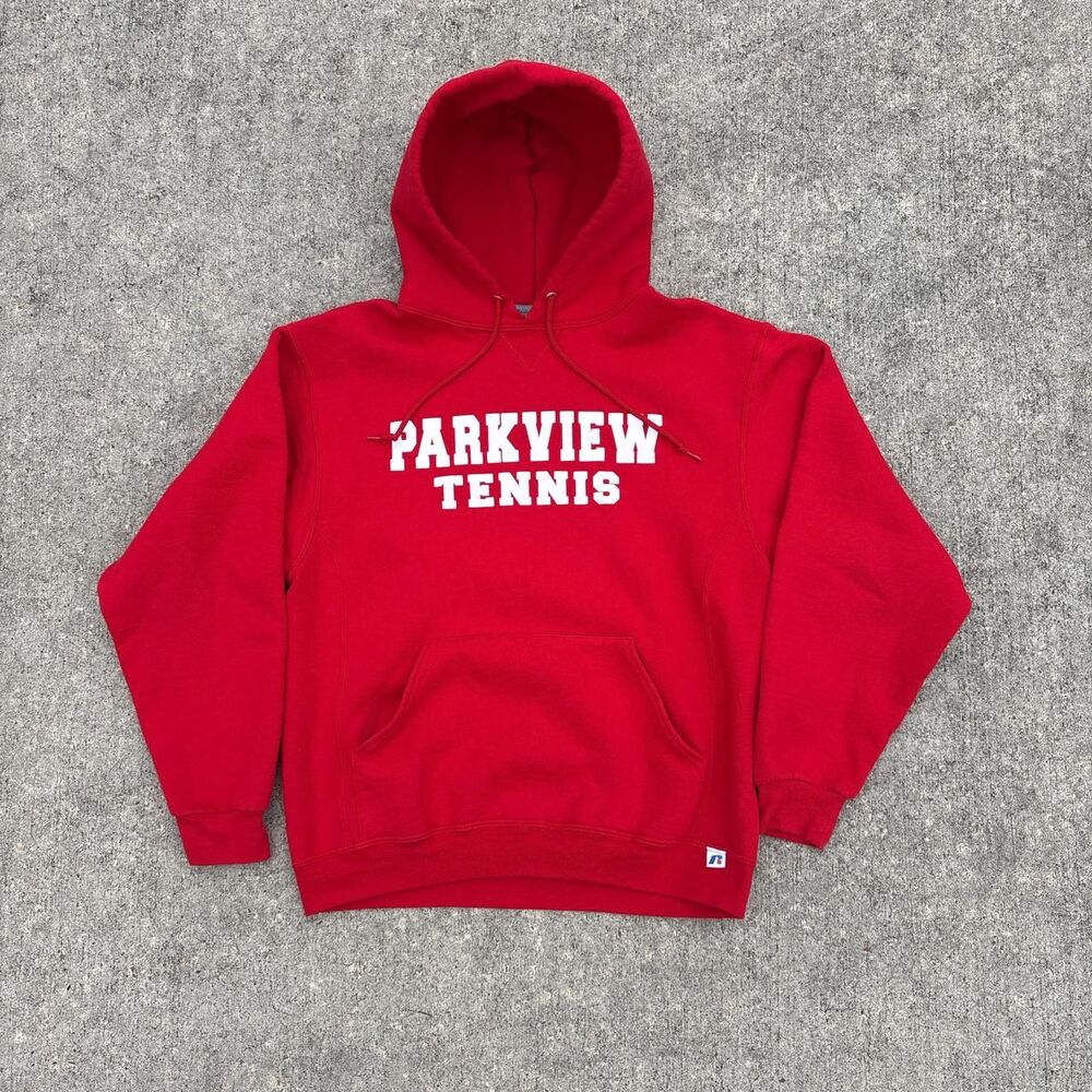 90s Russell-athletic Men's Red Hoodie